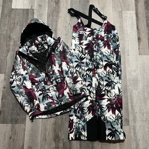 Arctix Shattered Floral Blizzard Jacket Bibs Winter Snow Pants Ski Set Womens L